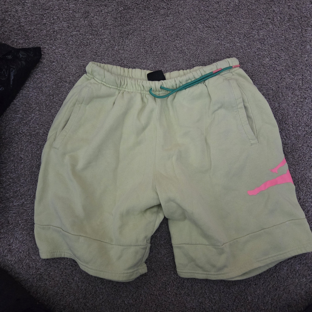 Jordan Light Green Shorts with Pink Accents